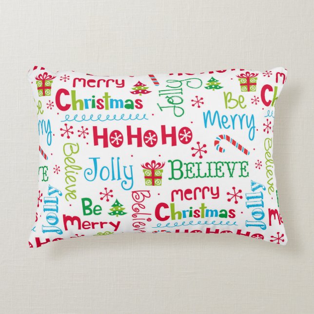Merry kerst Whimsical Modern Jolly Typografie Accent Kussen (Voorkant)