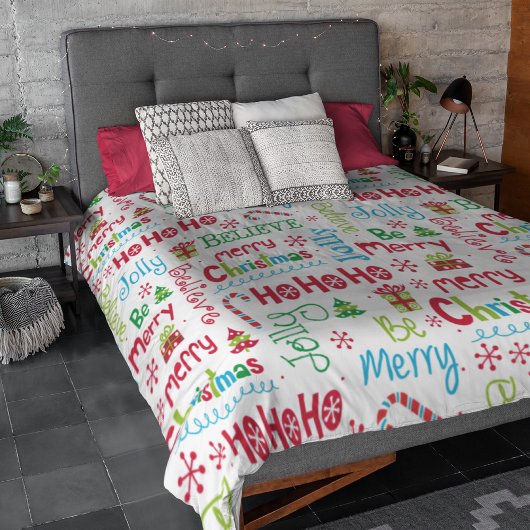 Merry kerst Whimsical Modern Jolly Typografie Fleece Deken