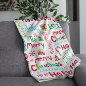 Merry kerst Whimsical Modern Jolly Typografie Fleece Deken