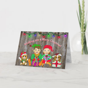 Merry kerst Wishes Whimsical Elves Kaart