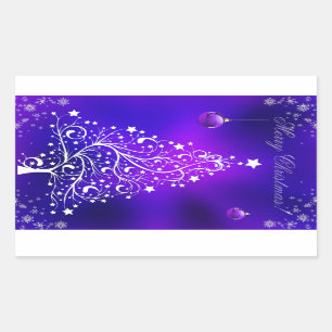Merry kerst witte boom rechthoekige sticker
