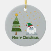 Merry kerst Yeti Keramisch Ornament (Voorkant)