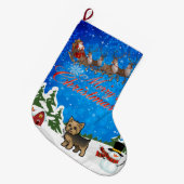 Merry kerst Yorkie Grote Kerstsok (Voorkant (Hangend))