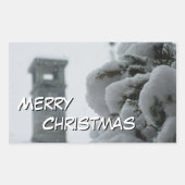 Merry kerstaker rechthoekige sticker (Voorkant)