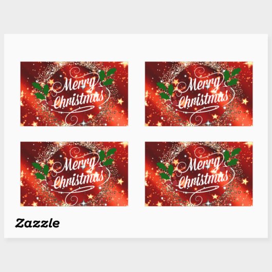 Merry kerstaker rechthoekige sticker (Vel)