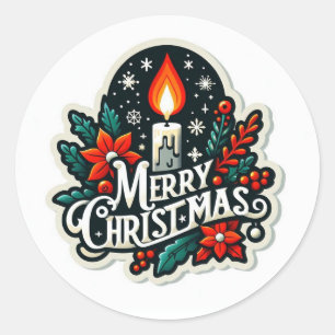 Merry kerstaker ronde sticker