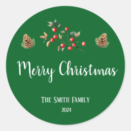 Merry kerstaker ronde sticker