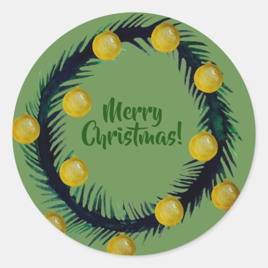 Merry kerstaker ronde sticker (Voorkant)