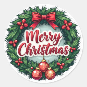 Merry kerstaker ronde sticker