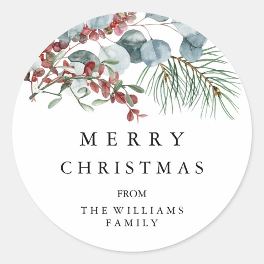 Merry kerstaker ronde sticker (Voorkant)