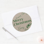 Merry kerstaker ronde sticker (Envelop)