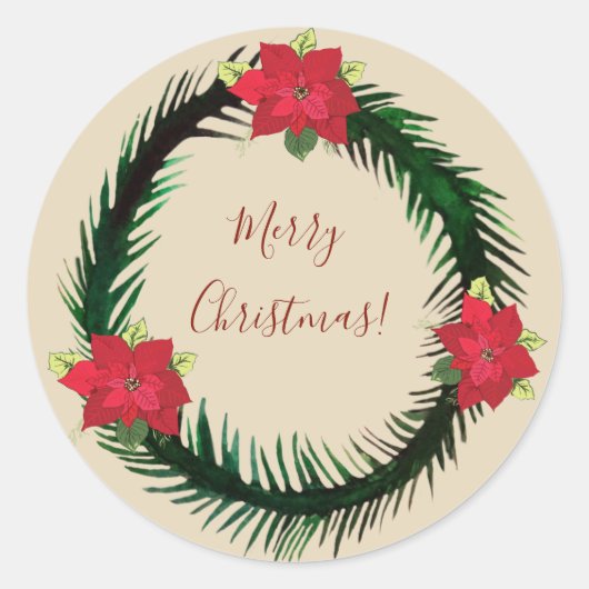 Merry kerstaker ronde sticker (Voorkant)