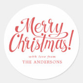 Merry kerstaker ronde sticker (Voorkant)