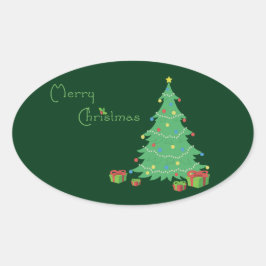 Merry kerstakers ovale sticker