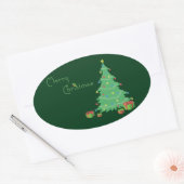 Merry kerstakers ovale sticker (Envelop)