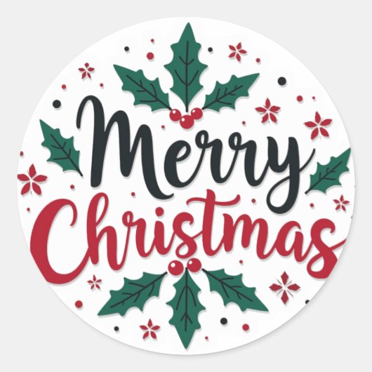 Merry kerstakers ronde sticker (Voorkant)