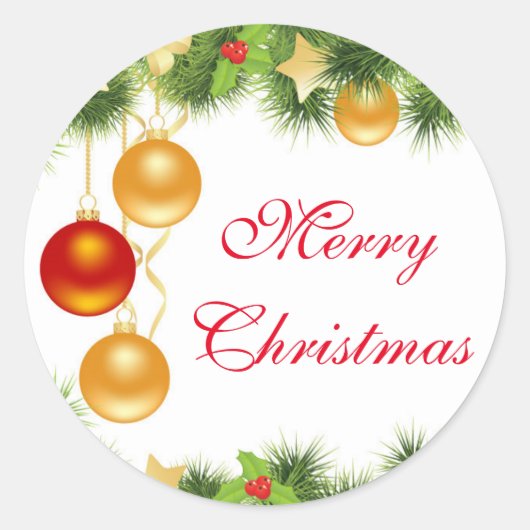 Merry kerstakers ronde sticker (Voorkant)