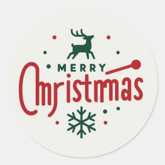 Merry kerstakers ronde sticker (Voorkant)