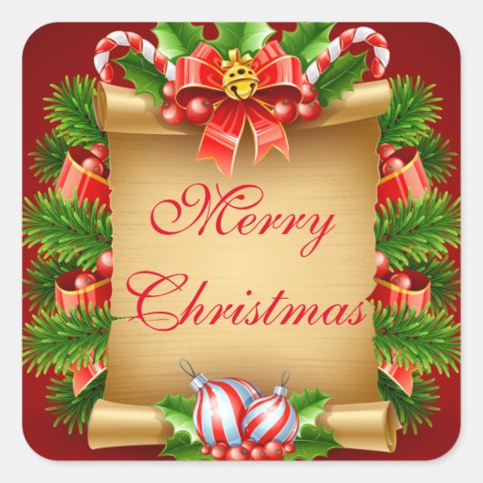 Merry kerstakers vierkante sticker (Voorkant)