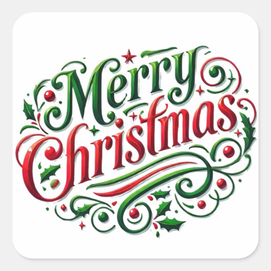 Merry kerstakers vierkante sticker (Voorkant)