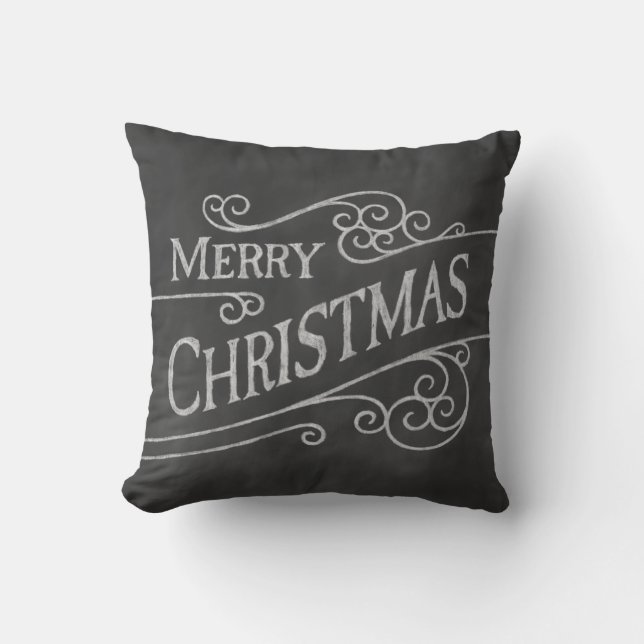 Merry Kerstalkboard Holiday Cushion Kussen (Voorkant)