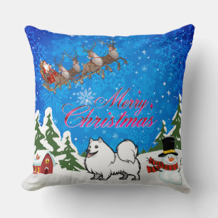 Merry KerstAmerican Eskimo Dog Kussen