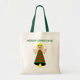 Merry KerstAngel Bell Custom Gift Bag Tote Bag