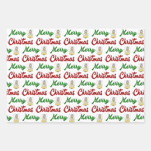 Merry KerstAngel rood script Inpakpapier Vel (Voorkant)