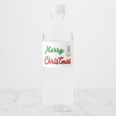 Merry KerstAngel rood script Waterfles Etiket (Voorkant)