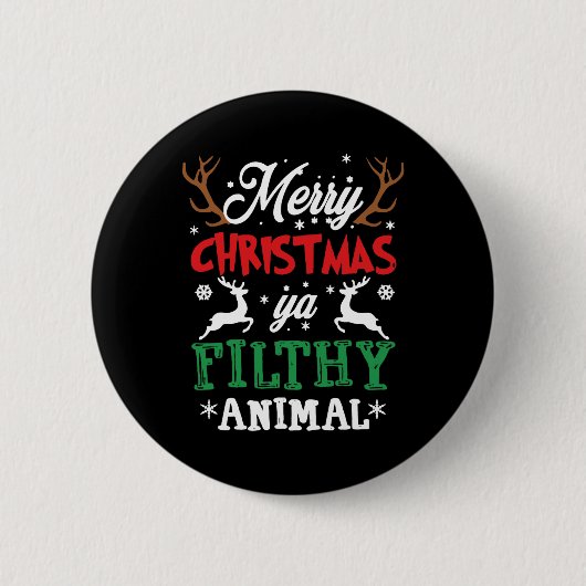Merry KerstAnimal Filthy Ya Xmas Pajama Ronde Button 5,7 Cm (Voorkant)