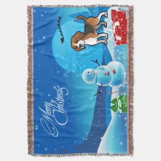 Merry Kerstbeagle Deken (Voorkant Verticaal)
