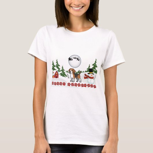 Merry Kerstbeagle Paws T-shirt (Voorkant)