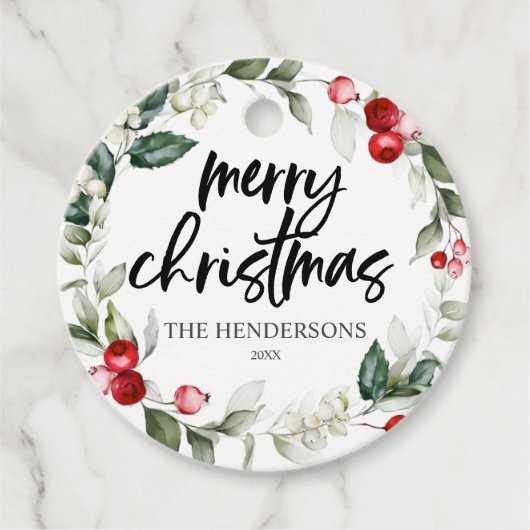 Merry KerstBerry Leaves Bedankjes Labels (Voorkant)