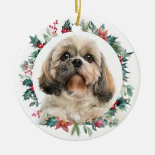 Merry kerstbessen Pet Dog Foto gepersonaliseerd Keramisch Ornament