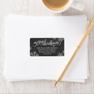 Merry KerstBlack Chalkboard Return Address Etiket