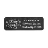 Merry KerstBlack Chalkboard Return Address Etiket (Voorkant)