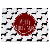Merry KerstBlack Dachshunds Pattern Large Cadeauzakje (Voorkant)