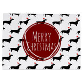 Merry KerstBlack Dachshunds Pattern Large Cadeauzakje (Achterkant)
