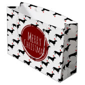 Merry KerstBlack Dachshunds Pattern Large Cadeauzakje (Achterkant Gekanteld)