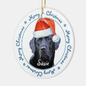 Merry KerstBlack Labrador Cute Santa Dog Keramisch Ornament (Links)