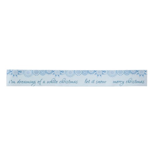 Merry Kerstblauw Snowflake Ribbon Lint (Voorkant)