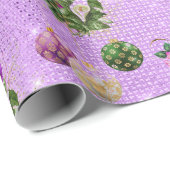 Merry Kerstbles Roos Gold Pink Paars Cadeaupapier (Rol Hoek)