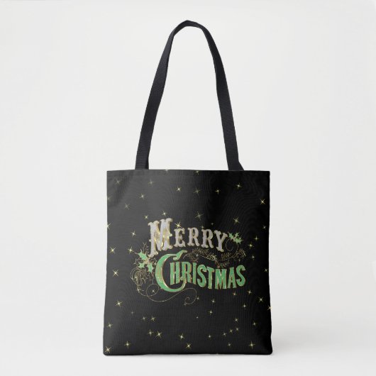 Merry Kerstbling Retro Typografie Tote Bag (Voorkant)