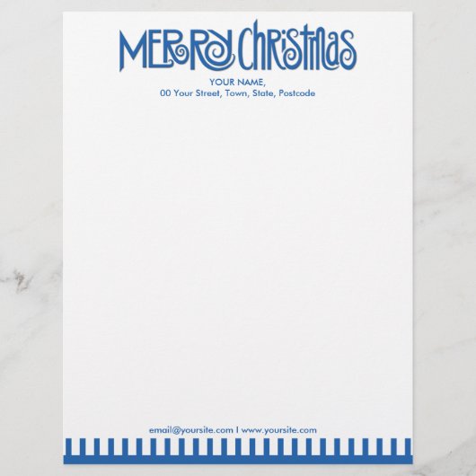 Merry Kerstblue Letterhead Briefhoofd Sjabloon (Voorkant)