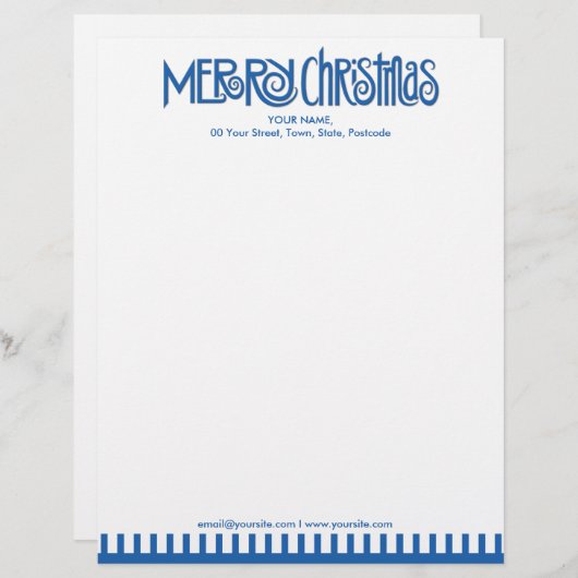 Merry Kerstblue Letterhead Briefhoofd Sjabloon (Voorkant / Achterkant)