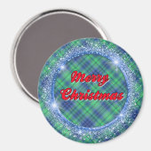 Merry KerstBlue Pset Faux Glitter Lijst Magn Magneet (Voorkant / Achterkant)