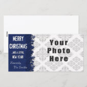 Merry KerstBlue Snowflake Feestdagenkaart (Voorkant / Achterkant)