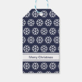 Merry KerstBlue White Snowflakes Name Text Cadeaulabel (Voorkant)