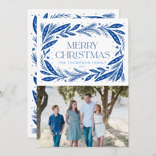 Merry KerstBlue Wreath (Voorkant / Achterkant)