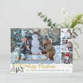 Merry kerstboom 4 Foto Collage Feestdagenkaart (Staand voorkant)
